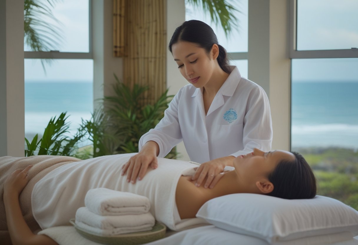therapist performing asian massage port macquarie treatment in a relaxing studio setting